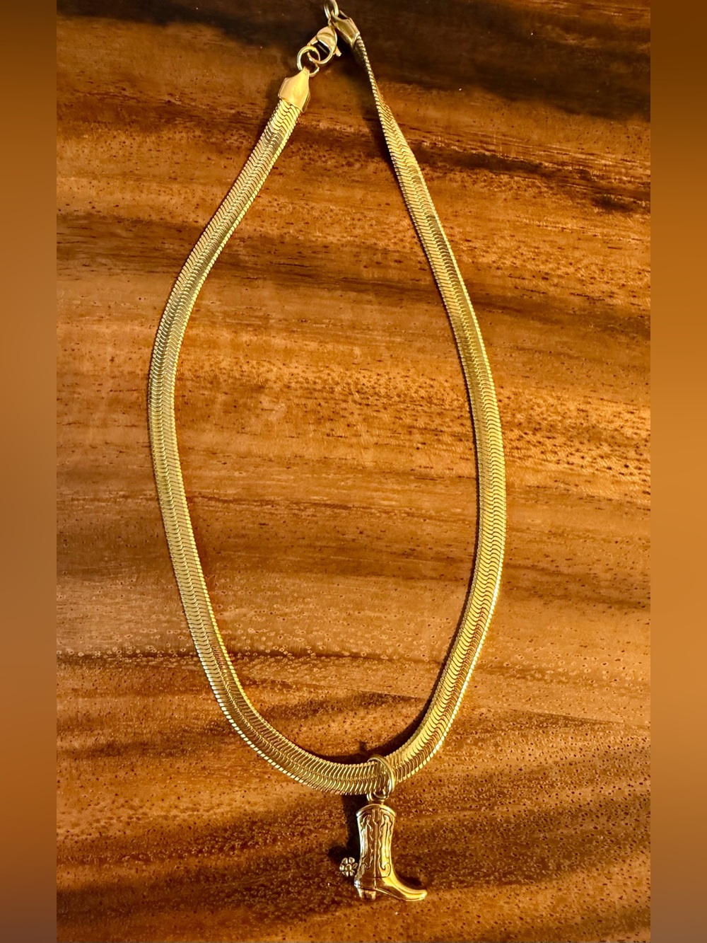 Gold-Plated Women's Necklace with Cowboy Boot Pendant